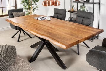 Massief houten eettafel MAMMUT NATURE 220cm acacia metalen, Ophalen of Verzenden, Nieuw