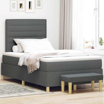 vidaXL Boxspring bed met hoofdeinde Donkergrijs 190 x 120 cm, Verzenden, Nieuw, Twijfelaar, Grijs