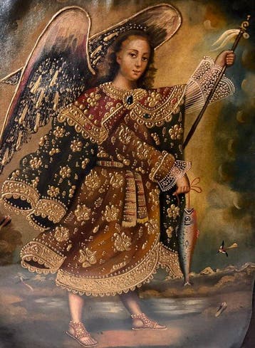 Cuzco School (XX) - Archangel Raphael fishing
