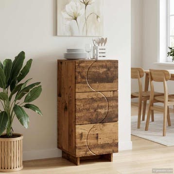 vidaXL Dressoir Oud hout 33.5 x 34.5 x 75 cm Bewerkt hout, Minder dan 50 cm, Verzenden, Nieuw, 25 tot 50 cm
