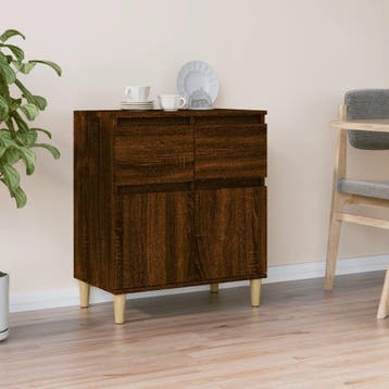 vidaXL Dressoir 60x35x70 cm bewerkt hout bruin eikenkleur, Verzenden, Nieuw, 50 tot 100 cm, 25 tot 50 cm