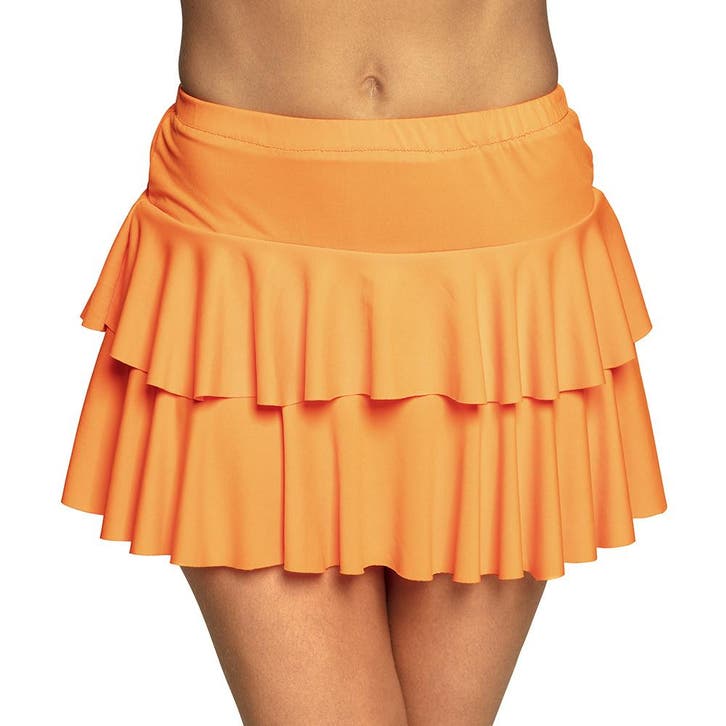 Minirokje Ruffles Oranje, Hobby en Vrije tijd, Feestartikelen, Nieuw, Ophalen of Verzenden