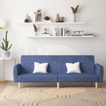 vidaXL Slaapbank 2-zits stof blauw, Verzenden, Minder dan 150 cm, Stof, Nieuw