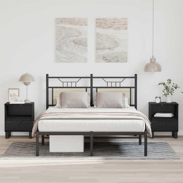 vidaXL Bed kast Zwart Eiken 40 x 35 x 50 cm Bewerkt hout, Minder dan 45 cm, Verzenden, Nieuw, Minder dan 55 cm