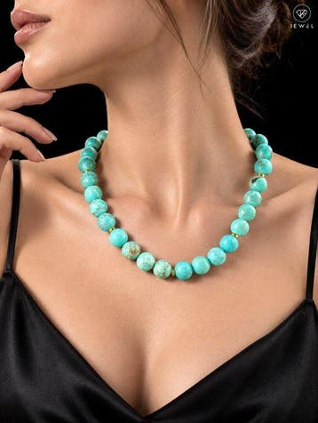 Blauwe magnesietketting - 925 sterlingzilver goudverguld -