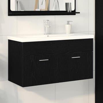vidaXL Badkamerkast Zwart Eiken 90 x 38,5 x 46 cm Bewerkt, Verzenden, Nieuw, (Half)hoge kast