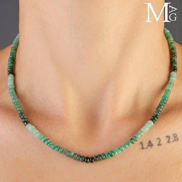 Natuurlijke smaragdrondelle kralenketting Puur Braziliaanse