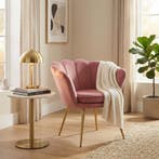 Fauteuil roze velvet | Goud | OP=OP!, Minder dan 75 cm, Nieuw, Ophalen of Verzenden, Stof
