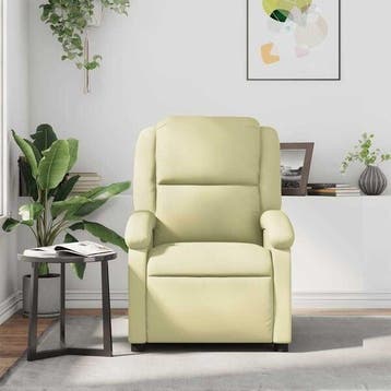 Relaxfauteuil Creme Leer | Laatste Stuk!, Nieuw, 75 tot 100 cm, Ophalen of Verzenden, 75 tot 100 cm