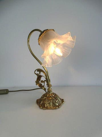 Lamp - Frosted glas - Messing tafellamp