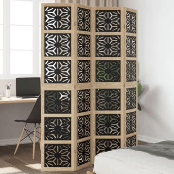 vidaXL Kamerscherm met 4 panelen massief paulowniahout bruin, Verzenden, Nieuw