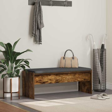 vidaXL Halbank met kussen Gerookt eiken 103 x 38 x 40 cm, Verzenden, Nieuw