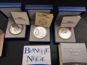 Frankrijk. 1 1/2 Euro 2002/2008 (3 monete) Proof (Zonder, Postzegels en Munten