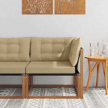 vidaXL Buiten Hoek Sofa Massief Acaciahout en Textilene, Tuin en Terras, Tuinsets en Loungesets, Verzenden, Nieuw