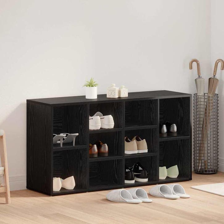 vidaXL Schoenenbank Zwart Eiken 103 x 30 x 54,5 cm Bewerkt, Huis en Inrichting, Kasten | Schoenenrekken, Nieuw, Verzenden