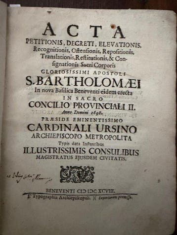 Sacro Corpo di San Bartolomeo Apostolo - Rarissimo Lotto