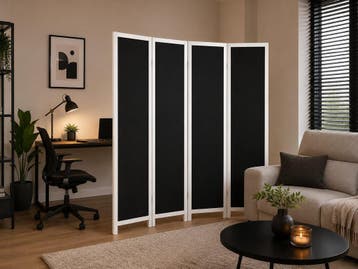 Kamerscherm Zwart 4 Panelen 176x180 cm – Roomdivider, Huis en Inrichting, Verzenden, Nieuw