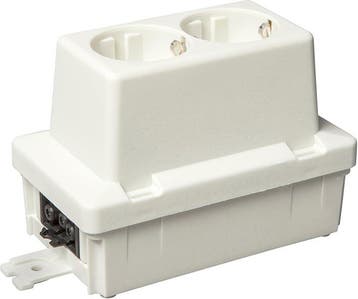 ABB Dubbele Schuko Stopcontact Met GST18 Voeding Einddoos, Verzenden, Nieuw, Overige typen