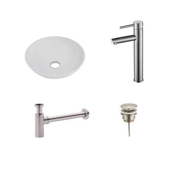 Sani Royal Solid Surface Waskomset Aquino rond RVS, Nieuw