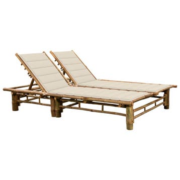 vidaXL Ligbed 2-persoons met kussens bamboe, Tuin en Terras, Verzenden, Nieuw