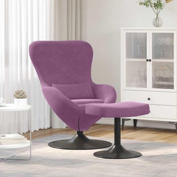 vidaXL Egg Chair met Voetsteun Paars Fluweel, Verzenden, Nieuw