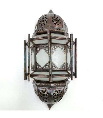 Lantaarn - gesloten plaat, Kristal - Marokkaanse wandlamp, Antiek en Kunst