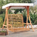 vidaXL Schommelbank met luifel vurenhout met teak afwerking, Verzenden, Nieuw, Hout
