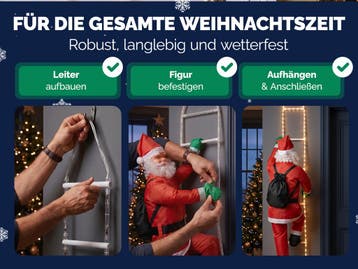 Kerstman op Ladder met 40 LED´s (Kerstverlichting buiten), Verzenden, Nieuw
