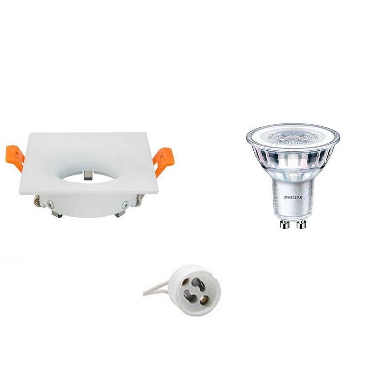 GU10 Inbouwspot Set - Mat Wit - Inbouw Vierkant - Philips -, Huis en Inrichting, Lampen | Spots, Plafondspot of Wandspot, Nieuw