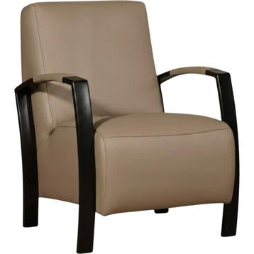 Leren fauteuil Glory - Hermes Mocca (taupe/bruin), Nieuw, Ophalen of Verzenden, 50 tot 75 cm, Industrieel, Modern