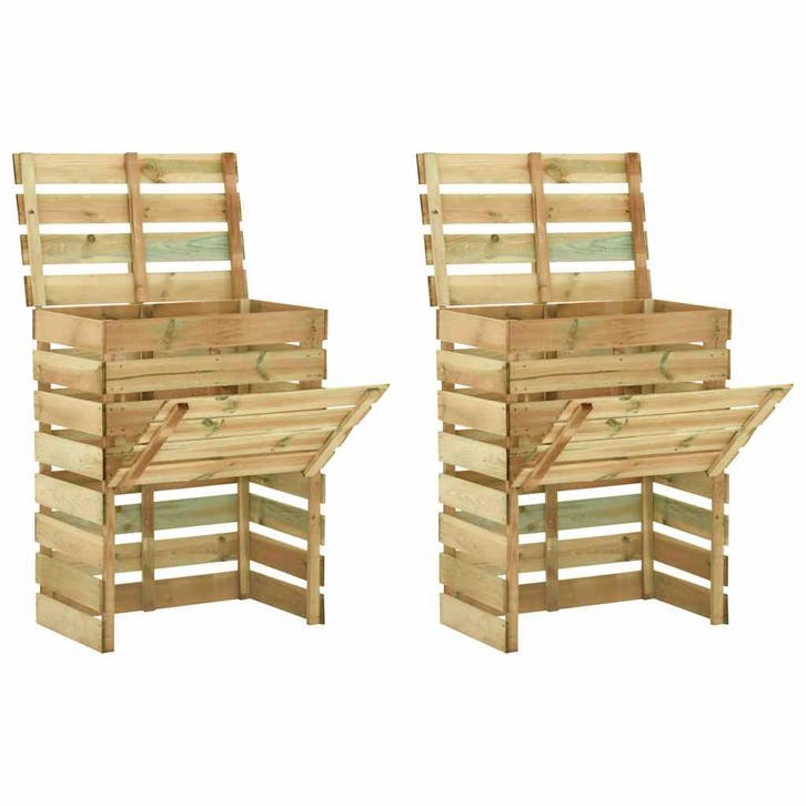 vidaXL Tuincompostbakken 2 st 80x50x100 cm geïmpregneerd, Tuin en Terras, Overige Tuin en Terras, Nieuw, Verzenden