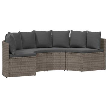 vidaXL Bankstel 2 st Grijs Massief Acacia Hout en Poly, Verzenden, Nieuw, 4 zitplaatsen