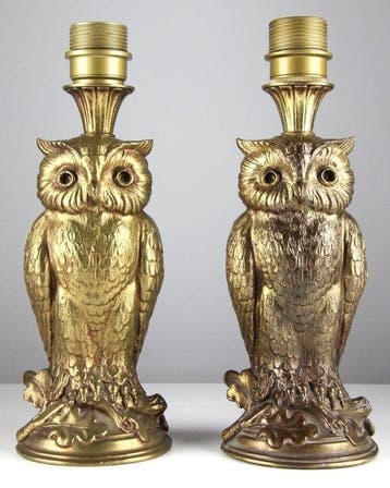 Loevsky & Loevsky - Tafellamp - Metaal - Pair of owl table