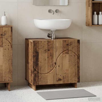 vidaXL Badkamerkast Oud hout 60 x 41 x 58 cm Bewerkt hout, Huis en Inrichting, Tafels | Kaptafels, Verzenden, Nieuw