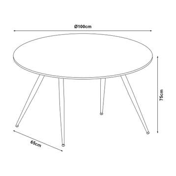 [en.casa] Eettafel Fitjar rond Ø100x75 cm betonkleurig en zw, Verzenden, Nieuw