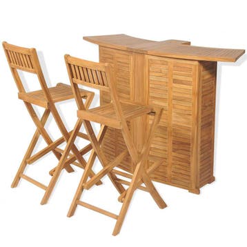 vidaXL 3-delige Bistroset met klapstoelen massief teakhout, Verzenden, Nieuw, 3 zitplaatsen
