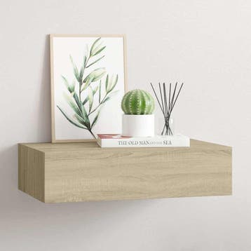 vidaXL Wandschap met lade 40x23,5x10 cm MDF eikenkleurig, Verzenden, Nieuw