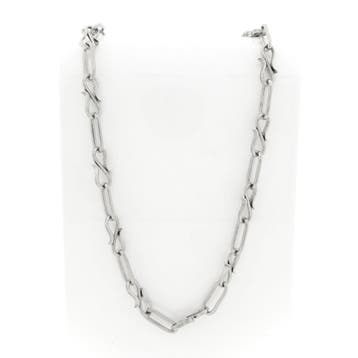 Zilveren fantasieschakel ketting | 74 cm, Sieraden, Tassen en Uiterlijk, Kettingen, Ophalen of Verzenden, Gebruikt, Zilver, Zilver