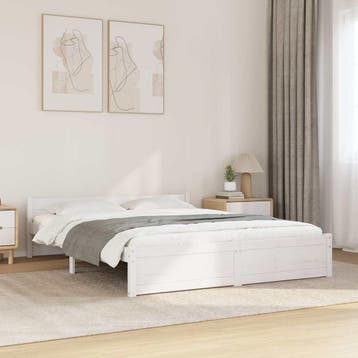 vidaXL Bedframe massief hout wit 140x200 cm, Verzenden, Wit, 140 cm, 200 cm