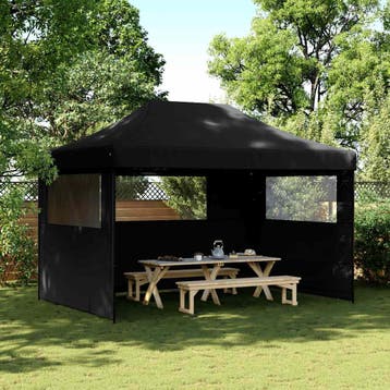 vidaXL Partytent inklapbaar pop-up met 3 zijwanden zwart, Verzenden, Nieuw, Partytent