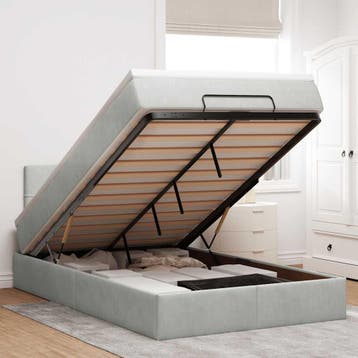 vidaXL Bed poef met matras en LEDs 120x190 cm fluweel, Verzenden, Nieuw, 190 cm of minder, Twijfelaar