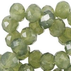 15 x facet kralen 8x6mm disc Khaki green opal (Glaskralen), Ophalen of Verzenden, Nieuw, Kraal