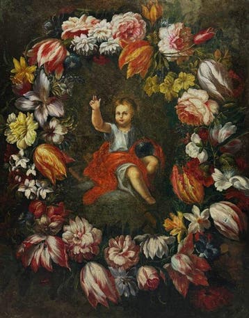 École Européene (XVIII) - Gloire du Enfant Jesus dans une, Antiek en Kunst