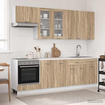 vidaXL Keukenblok LYON 8 st Sonoma Eiken Bewerkt hout, Verzenden, Nieuw, Bruin