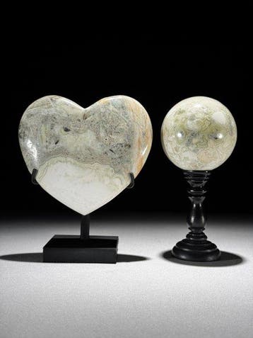 Geen minimumprijs - Prachtig paar onyx Egg & Sphere op maat