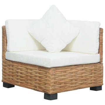 vidaXL Hoekbank met kussens natuurlijk rattan, Verzenden, Nieuw, Rotan