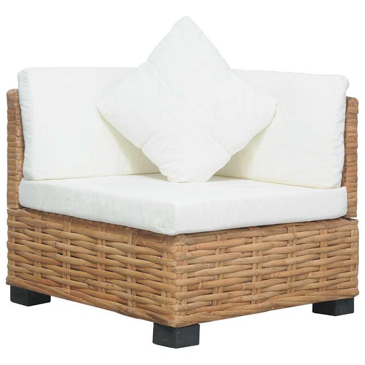 vidaXL Hoekbank met kussens natuurlijk rattan, Tuin en Terras, Tuinsets en Loungesets, Nieuw, Rotan, Verzenden