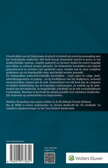 Grondtrekken van het Nederlandse strafrecht 9789013175851, Verzenden, Zo goed als nieuw, M.J. Kronenberg en B. de Wilde