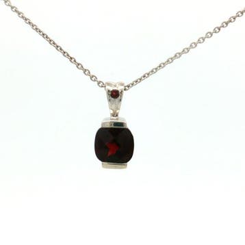 Zonder minimumprijs - Hanger Zilver - 1.73ct. tw. Granaat -