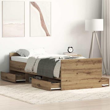 vidaXL Bedframe zonder matras spaanplaat artisanaal, Eenpersoons, Bruin, Verzenden, Nieuw